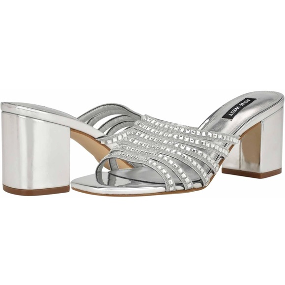 Nine West Shoes - NWOT - NINE WEST Women's Frisky Heeled Sandal, Silver, Size 11M